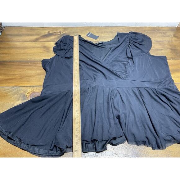 Torrid Black Mesh Surplice Flutter Sleeve Babydoll Top Plus Size 5X - Picture 6 of 9